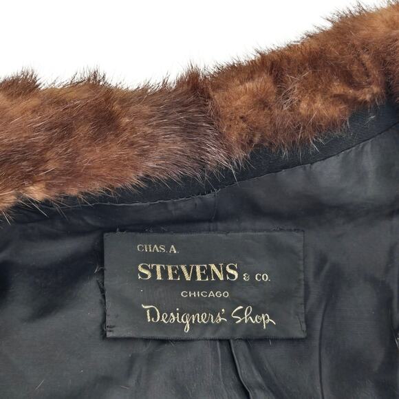 Vintage Womens Chas A Stevens Pea Coat Overcoat Size Medium Mink 3/4 Sleeve - Picture 12 of 12